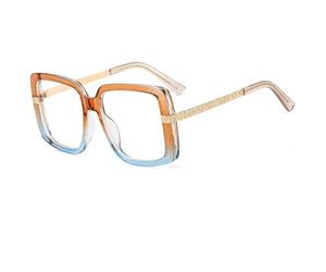 MUTYNE Oversized Square Glasses for Women Fashion Retro Clear Lens Frame with Ornate Floral Gold Metal Temples Vintage Large Bold Eyewear for Daily Styling C7 One size