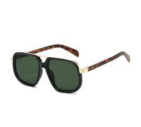 MUTYNE Popular Fashion Double Bridges Pilot Sunglasses Women Retro Gradient Shades Uv400 Men Outdoor(Black leopard green)