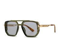 MUTYNE Popular Fashion Double Bridges Square Sunglasses Women Retro Rivets Men Punk Shades Uv400(Green light gray)