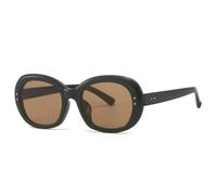 MUTYNE Popular Fashion Oval Punk Rivets Men Sunglasses Shades Uv400 Retro Women Round(Black tea)