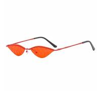 MUTYNE Popular Rimless Metal Leaf Sunglasses Women Retro Small Frame Men Sunglass Outdoor Summer Traveling Uv400(Red Red)