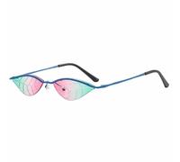 MUTYNE Popular Rimless Metal Leaf Sunglasses Women Retro Small Frame Men Sunglass Outdoor Summer Traveling Uv400(Blue Green Pink)