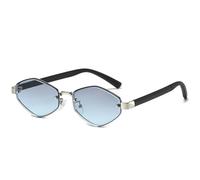MUTYNE Popular Vintage Metal Polygonal Women Sunglasses Fashion Luxury Small Frame Men Shades Outdoor Travel Uv400(Silver Gray Blue)