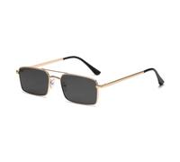 MUTYNE Pure Color Square Sunglasses Outdoor Double Beams Sunscreen Eyewear Retro Metal Frame Sun Glasses(Golden)