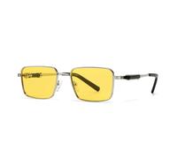 MUTYNE Rectangle Punk Sunglasses Men Luxury Retro Steampunk Driving Eyewear Uv400(C2 Silver Yellow)