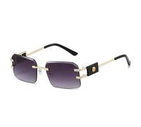 MUTYNE Rectangular Sunglasses Women Men Unisex Rimless Hollow Out Sun Shades(gradient gray)