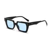 MUTYNE Retro Cat Eye Sunglasses Women Clear Ocean Lens Eyewear Men Trending Rivets Square Punk Sun Glasses(Black blue)