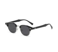 MUTYNE Retro Classic Semi-metal Oval Women Sunglasses Fashion Punk Men Rivets Shades Uv400(Black silver grey)