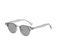 MUTYNE Retro Classic Semi-metal Oval Women Sunglasses Fashion Punk Men Rivets Shades Uv400(Grey light grey)