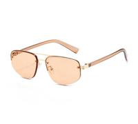 MUTYNE Retro Double Bridges Cat Eye Sunglasses Women Fashion Clear Ocean Lens Shades Uv400 Men Trending Rivets(Champagne)