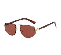 MUTYNE Retro Double Bridges Cat Eye Sunglasses Women Fashion Clear Ocean Lens Shades Uv400 Men Trending Rivets(Brown)