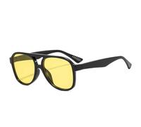 MUTYNE Retro Double Bridges Pilot Women Sunglasses Fashion Shades Uv400 Men Leopard Sun Glasses(Black Yellow)