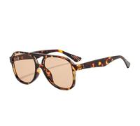 MUTYNE Retro Double Bridges Pilot Women Sunglasses Fashion Shades Uv400 Men Leopard Sun Glasses(Leopard Champagne)