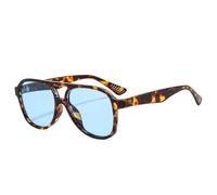 MUTYNE Retro Double Bridges Pilot Women Sunglasses Fashion Shades Uv400 Men Leopard Sun Glasses(Leopard Blue)