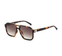 MUTYNE Retro Double Bridges Square Men Sunglasses Fashion Gradient Shades Uv400 Trending Women Luxury(Leopard tea gradient)