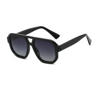 MUTYNE Retro Double Bridges Square Men Sunglasses Shades Uv400 Women Trending Clear Lens Frame(Black gray gradient)