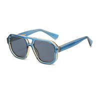 MUTYNE Retro Double Bridges Square Men Sunglasses Shades Uv400 Women Trending Clear Lens Frame(Blue champagne grey)