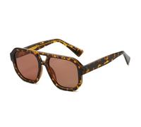 MUTYNE Retro Double Bridges Square Men Sunglasses Shades Uv400 Women Trending Clear Lens Frame(Leopard tea)