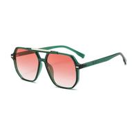 MUTYNE Retro Double Bridges Square Women Sunglasses Fashion Gradient Shades Uv400 Men Rivets(Green red gradient)