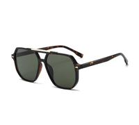 MUTYNE Retro Double Bridges Square Women Sunglasses Fashion Gradient Shades Uv400 Men Rivets(Leopard dark green)