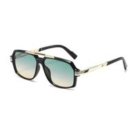 MUTYNE Retro Double Bridges Square Women Sunglasses Fashion Trending Gradient Shades Uv400 Mens(Black green tea)