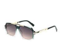MUTYNE Retro Double Bridges Square Women Sunglasses Fashion Trending Gradient Shades Uv400 Mens(Green grey pink)