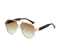 MUTYNE Retro Double Bridges Sunglasses Women Fashion Gradient Shades Uv400(Golden black tea)