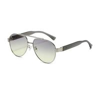 MUTYNE Retro Double Bridges Sunglasses Women Fashion Gradient Shades Uv400(Silver gray yellow)