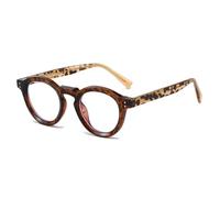 MUTYNE Retro Fashion Round Glasses Frame Men Metal Cool Anti Glasses(Leopard)