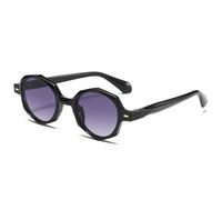 MUTYNE Retro Irregular Oval Sunglasses Women Shades UV400 Fashion Rivets Decoration Eyewear Men Punk Polygon Sun Glasses,Black gray gradient,One size