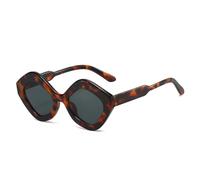 MUTYNE Retro Irregular Polygon Cat Eye Sunglasses Women Shades Uv400 Fashion Trending Men(Leopard grey)