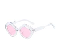MUTYNE Retro Irregular Polygon Cat Eye Sunglasses Women Shades Uv400 Fashion Trending Men(Transparent pink)