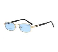 MUTYNE Retro Luxury Women Eyeglass Small Frame Alloy Rectangle Outdoors Sunscreen Uv400 Sun Glasses Men Leisure Vacation(C6Gold blue)