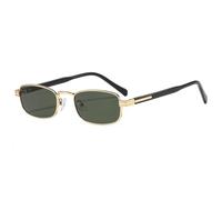 MUTYNE Retro Luxury Women Eyeglass Small Frame Alloy Rectangle Outdoors Sunscreen Uv400 Sun Glasses Men Leisure Vacation(C4Gold darkgreen)