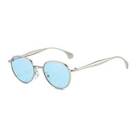 MUTYNE Retro Metal Small Round Frame Women Sunglasses Trend Luxury Classic Men Outdoor Driving Uv400(Silver Blue)