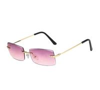 MUTYNE Retro Metal Small Square Rimless Women Sunglasses Luxury Men Sunglass Outdoor Travel Driving Eyewear Uv400(Gold Purple)