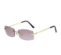 MUTYNE Retro Metal Small Square Rimless Women Sunglasses Luxury Men Sunglass Outdoor Travel Driving Eyewear Uv400(Gold Gradient Gray)