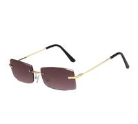 MUTYNE Retro Metal Small Square Rimless Women Sunglasses Luxury Men Sunglass Outdoor Travel Driving Eyewear Uv400(Gold Coffee)