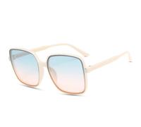 MUTYNE Retro Oversized Square Frame Sunglasses Women Men Fashion Luxury Outdoor Driving Summer Traveling Sun Glasses Uv400(Beige Blue Pink)