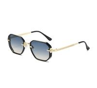 MUTYNE Retro Polygon Square Women Luxury Sunglasses Fashion Rivets Gradient Shades Uv400 Men Trending(Black blue tea)