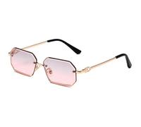 MUTYNE Retro Polygon Sunglasses for Men Women Small Octagon Rimless Frame Vintage Fashion Eyewear with Gold Metal Temples