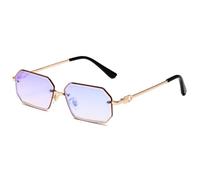 MUTYNE Retro Polygon Sunglasses for Men Women Small Octagon Rimless Frame Vintage Fashion Eyewear with Gold Metal Temples