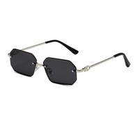 MUTYNE Retro Polygon Sunglasses for Men Women Small Octagon Rimless Frame Vintage Fashion Eyewear with Gold Metal Temples