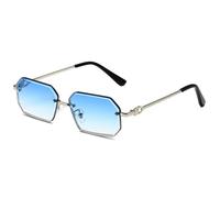 MUTYNE Retro Polygon Sunglasses for Men Women Small Octagon Rimless Frame Vintage Fashion Eyewear with Gold Metal Temples