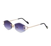 MUTYNE Retro Rimless Polygonal Women Sunglasses Luxury Metal Men Sunglass Outdoor Travel Shade Uv400(Gold Gradient Gray)