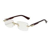MUTYNE Retro Rimless Rectangle Sunglasses for Men Women Gold Metal Hinges Thick Brown Temples Vintage Square