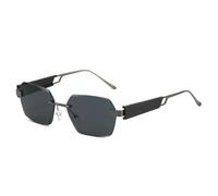 MUTYNE Retro Rimless Sun Glasses for Men Fashion Square Metal Legs Sunglasses Cutting Lenses Sunscreen(C1 Gun Black)