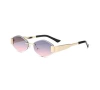 MUTYNE Retro Rimless Sunscreen Eyewear Fashion Thick Edge Ultraviolet-proof Sunglasses Irregular Metal Frame(Grey Pink)