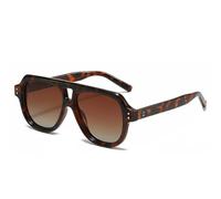 MUTYNE Retro Rivets Double Bridges Men Sunglasses Fashion Square Women Shades Uv400 Trending Sun Glasses(Leopard tea gradient)