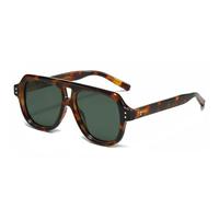 MUTYNE Retro Rivets Double Bridges Men Sunglasses Fashion Square Women Shades Uv400 Trending Sun Glasses(Leopard dark green)